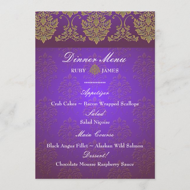 PixDezines florentius Damask menu/Imitat Gold Menükarte (Vorderseite)