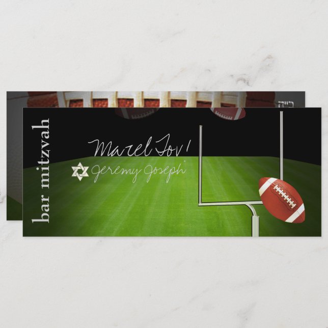 ✡ PixDezines FOOTBALL BAR MITZVAH, FELD GOAL POST Einladung (Vorne/Hinten)