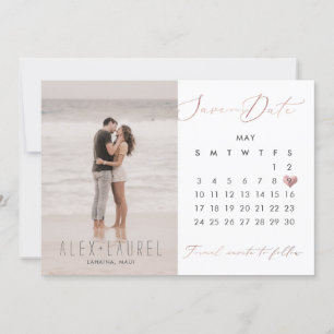 PixDezines Foto Save the Date Kalender rose gold Einladung