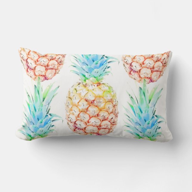 PixDezines Frische Ananas Aquarellfarbe Lendenkissen (Vorderseite)