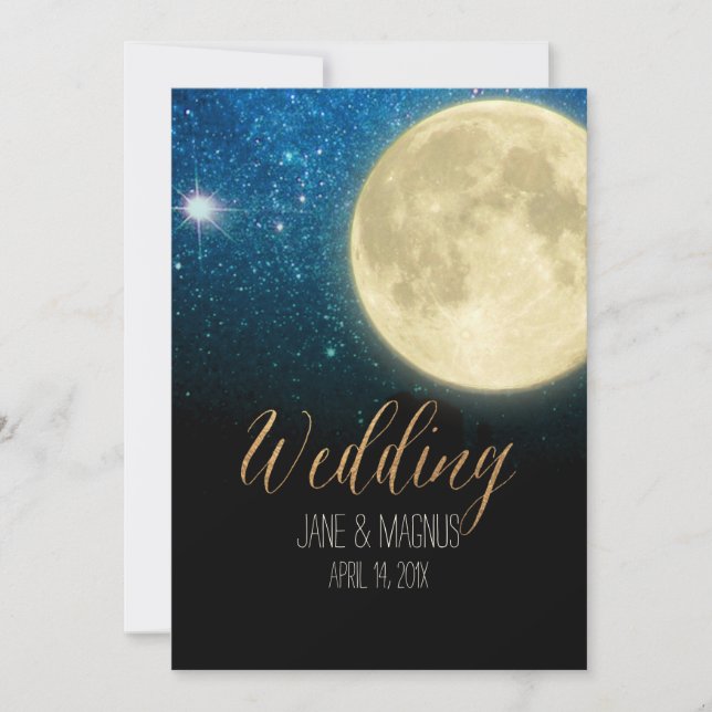 PixDezines Full Moon Midnight Sky/Collage NASA Einladung (Vorderseite)