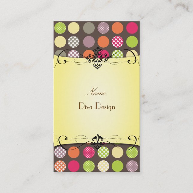 PixDezines Funky Polka dots BusinessCard Visitenkarte (Vorderseite)