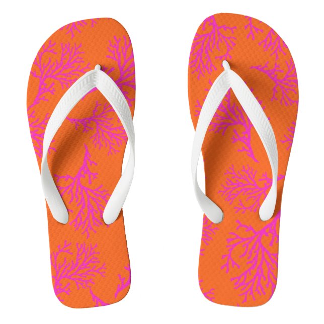 PixDezines fuschia Korallen/DIY Farben Flip Flops (Fußbett)