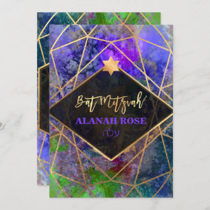 PixDezines Galaxy Abstrakt Geometric Bat Mitzvah Einladung