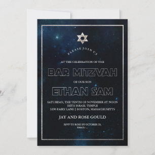 PixDezines Galaxy /Space Bat Mitzvah Einladung