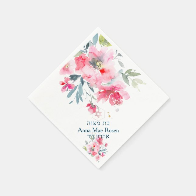 PixDezines Garden Rose, Red Ombre Mitzvah Serviette (Ecke)