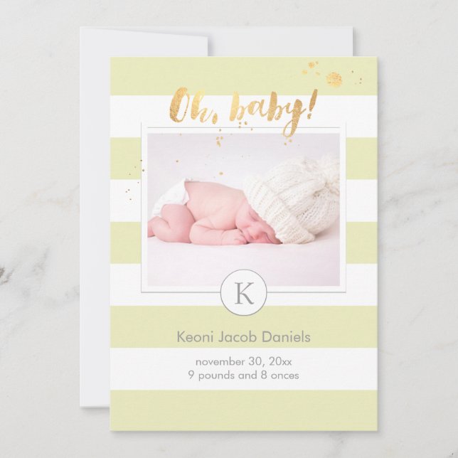 PixDezines Geburtsankündigung/DIYcolor-Streifen Ankündigung (Vorderseite)