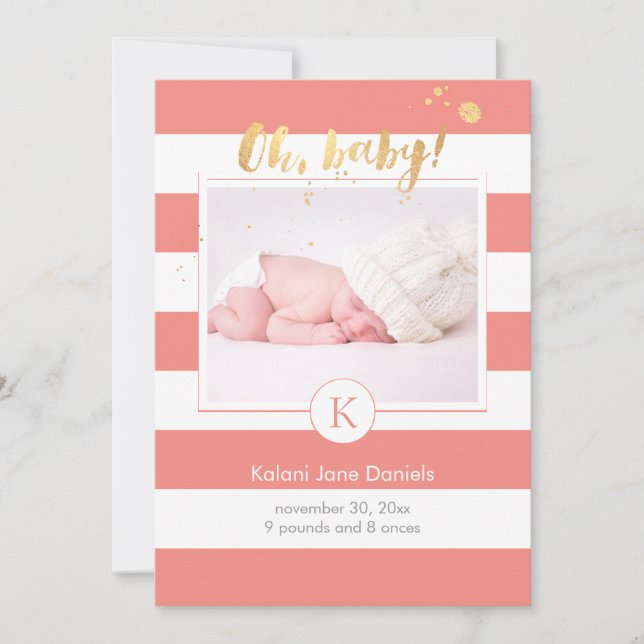 PixDezines Geburtsankündigung/DIYcolor-Streifen Ankündigung (Vorderseite)