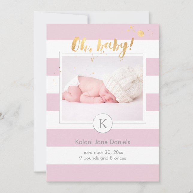 PixDezines Geburtsankündigung/DIYcolor-Streifen Ankündigung (Vorderseite)