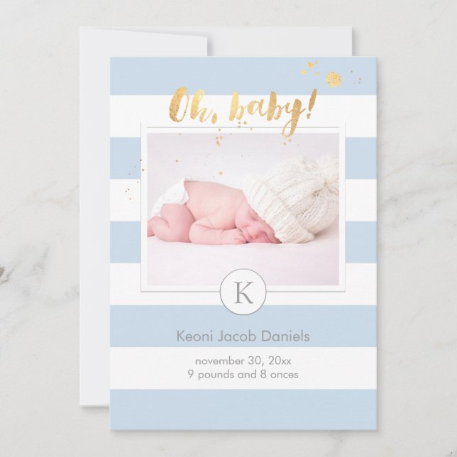 PixDezines Geburtsankündigung/DIYcolor-Streifen Ankündigung (Vorderseite)