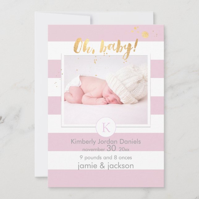 PixDezines Geburtsankündigung/DIYcolor-Streifen Ankündigung (Vorderseite)