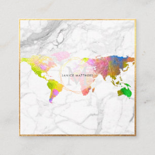 PixDezines GEHT GLOBAL MONOGRAMM/FAUX GOLD Quadratische Visitenkarte