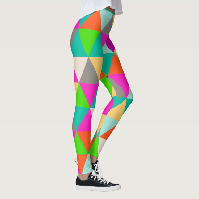 PixDezines Geometrische/Dreiecke/Neonfarben Leggings (Rechts)