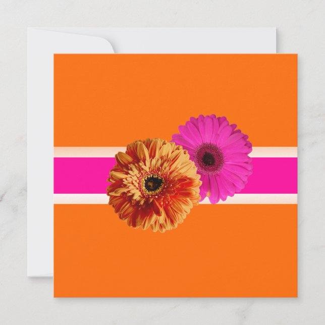 PixDezines Gerbera, Orage+Leidenschaft Rosa-/Deuch Einladung (Vorderseite)