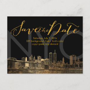 PixDezines/Gerettet Datum/Imitat Gold/NYC Twin Tow Ankündigungspostkarte
