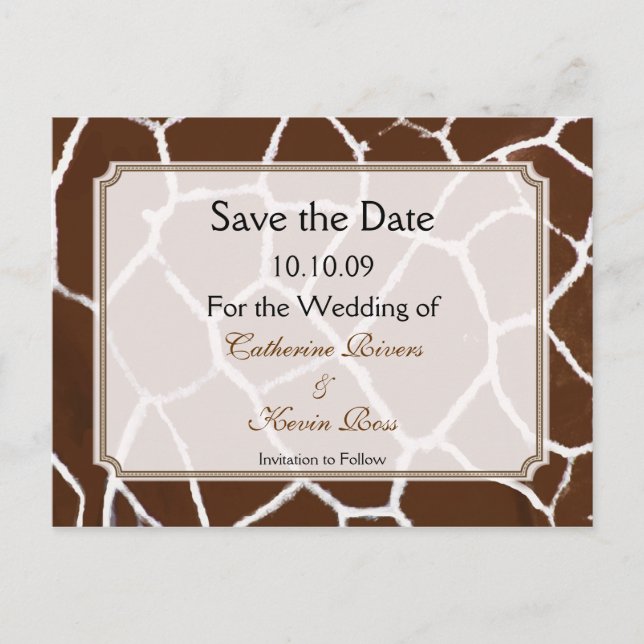PixDezines Giraffe drucken Save the Date Postkarte (Vorderseite)