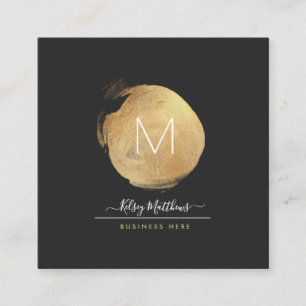 PixDezines Glam Monogram Black+Gold Spot Quadratische Visitenkarte
