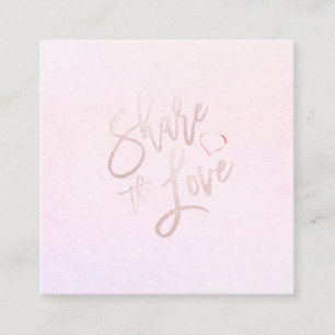 PixDezines Glam teilen die Liebe Blush Pink Herz Quadratische Visitenkarte