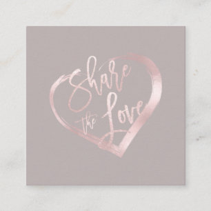 PixDezines Glam teilen die Liebe Blush Pink Herz Quadratische Visitenkarte