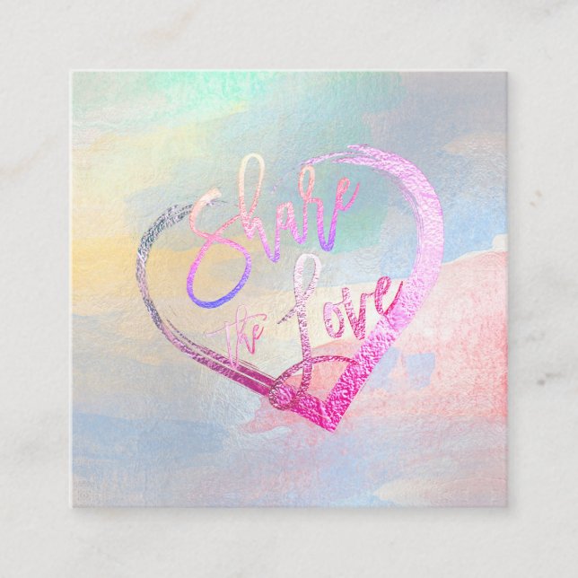 PixDezines Glam Teilen Sie die Liebe Imitate Metal Quadratische Visitenkarte (Vorderseite)