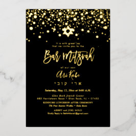 PixDezines Gold Confetti Bar Mitzvah DIY Color Folieneinladung