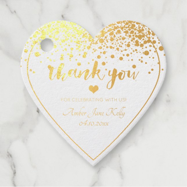 PixDezines Gold Foil Confetti BrushScript Geschenkanhänger (Vorderseite)
