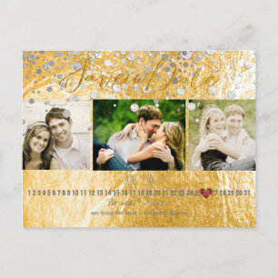 PixDezines Gold/Imitat Folie/Fotos Save the Date Ankündigungspostkarte