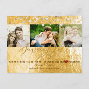 PixDezines Gold/Imitat Folie/Fotos Save the Date Ankündigungspostkarte