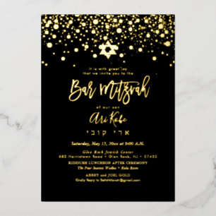 PixDezines Gold Konfetti Bar Mizwa DIY Farbe Folieneinladung