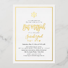 PixDezines Gold Modernes Script Bat Mitzvah Folieneinladung