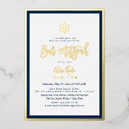 PixDezines Gold ModernScript Mitzvah DIYBackground Folieneinladung