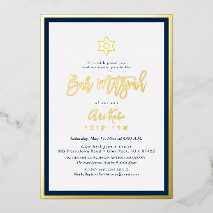 PixDezines Gold ModernScript Mitzvah DIYBackground Folieneinladung