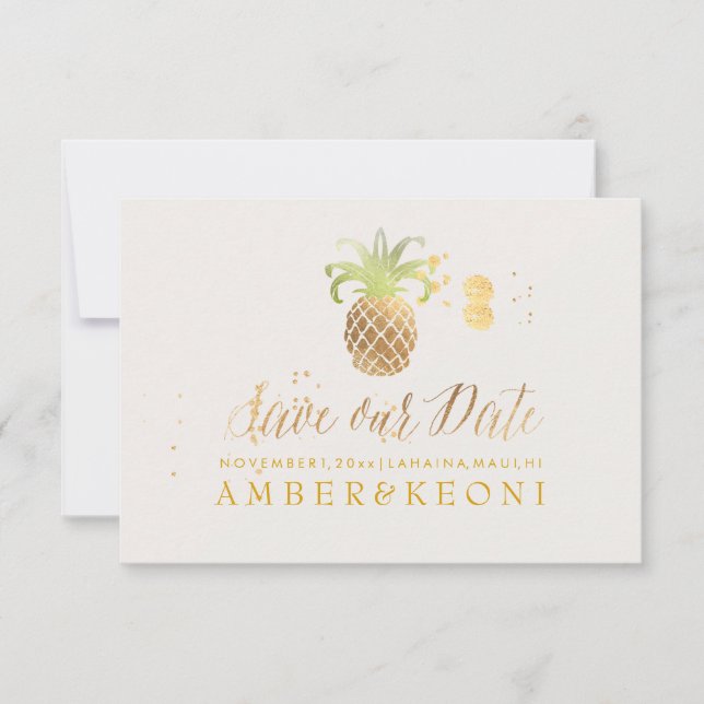 PixDezines Golden Pineaple/rett unser Datum Save The Date (Vorderseite)