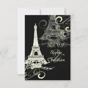 PixDezines GRANDE RSVP/LA TOUR EIFFEL/CREMIGE SCHW RSVP Karte