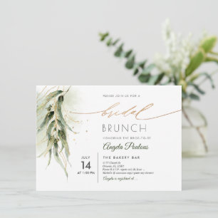 PixDezines Green Gold Eucalyptus Bridal Brunch Einladung