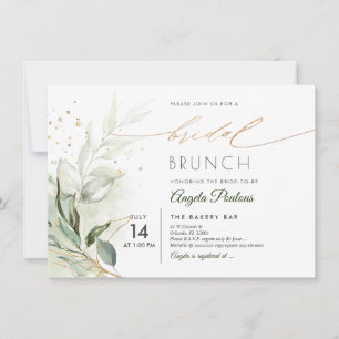 PixDezines Green Gold Eucalyptus Bridal Brunch Inv Einladung
