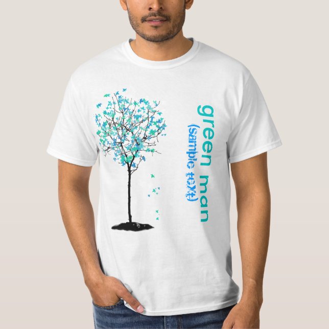 PixDezines Green Mann, blauer Ahorn T-Shirt (Vorderseite)