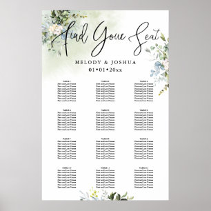 PixDezines Greenery Calligraphy, Seating Chart Poster