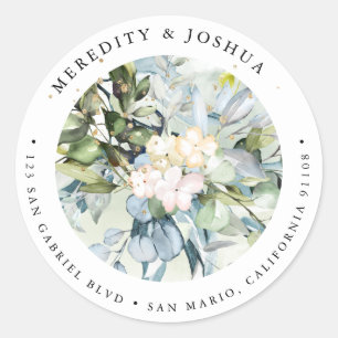 PixDezines Greenery, Sage Green Blue Gum Foliage Runder Aufkleber