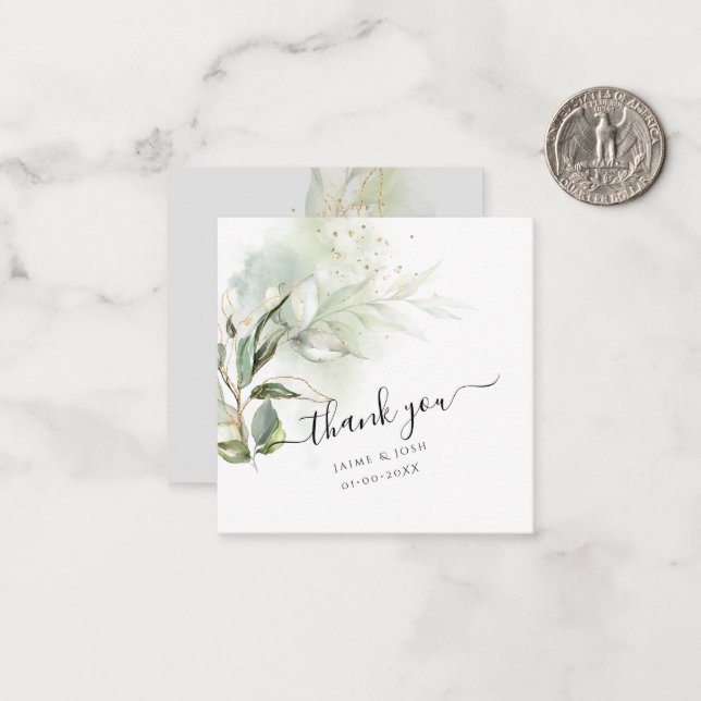 PixDezines Greenery Watercolor Eukalyptus Branch N Mitteilungskarte (Vorderseite/Rückseite Beispiel)