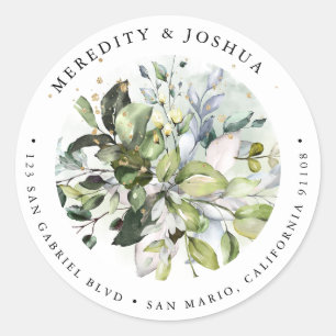 PixDezines Grüne, Sage Green Silver Foliage Runder Aufkleber