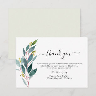 PixDezines Grünpflanzen Beileids Dankeschön Einladung