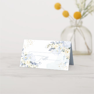 PixDezines H2 Blaue Hortensien Creme Rosen Platzkarte