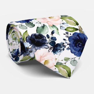 PixDezines H2 Blumen Blush Navy Blau Krawatte