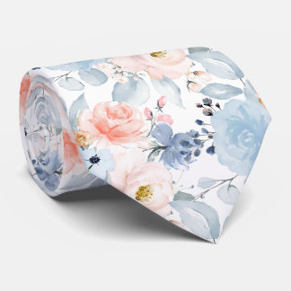 PixDezines H2 Blumen Blush und Staubblau Krawatte