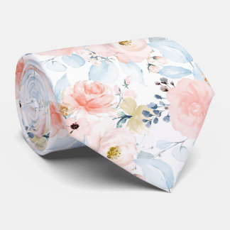PixDezines H2 Blumen Blush und Staubblau Krawatte