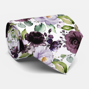PixDezines H2 Blumen Merlot Lavendel Lila Krawatte
