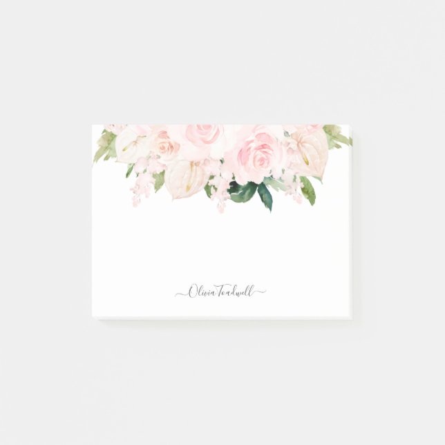 PixDezines H2 Blush Anthuriums Rose Peonies Post-it Klebezettel (Vorderseite)