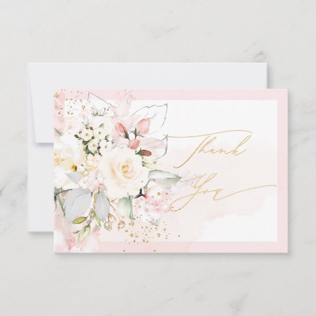 PixDezines H2 Blush Cream Rose Vielen Dank Dankeskarte (Vorderseite)
