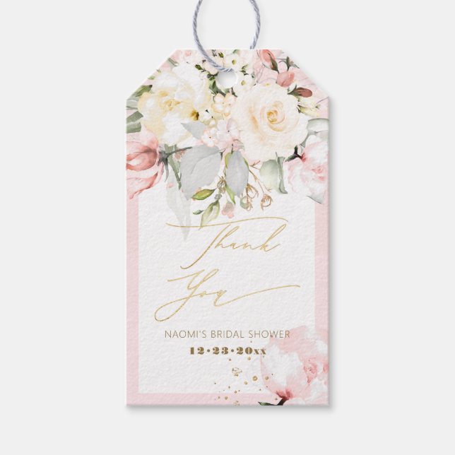 PixDezines H2 Blush Cream Rose Vielen Dank Geschenkanhänger (Vorderseite)